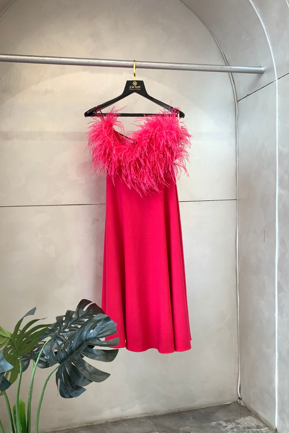 Hot Pink Feather Loaded Dress