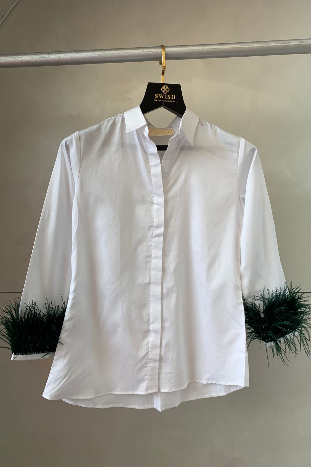 Green Feather White Shirt – LabelSwish