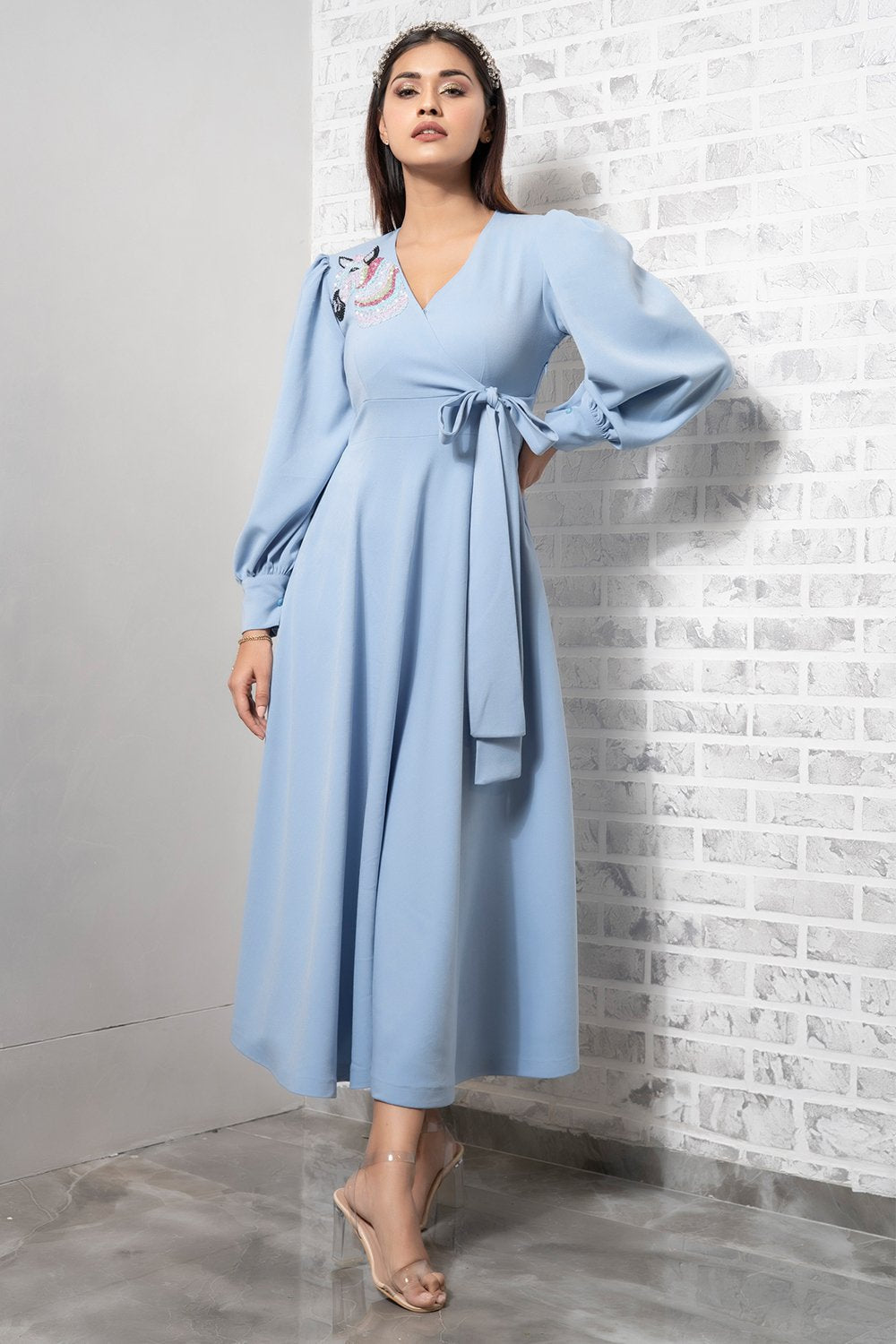 Powder Blue Unicorn Midi Dress – LabelSwish