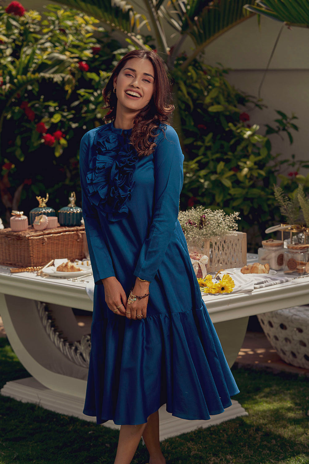 Royal Blue Frill Dress LabelSwish Royal Blue Frill Dress LabelSwish