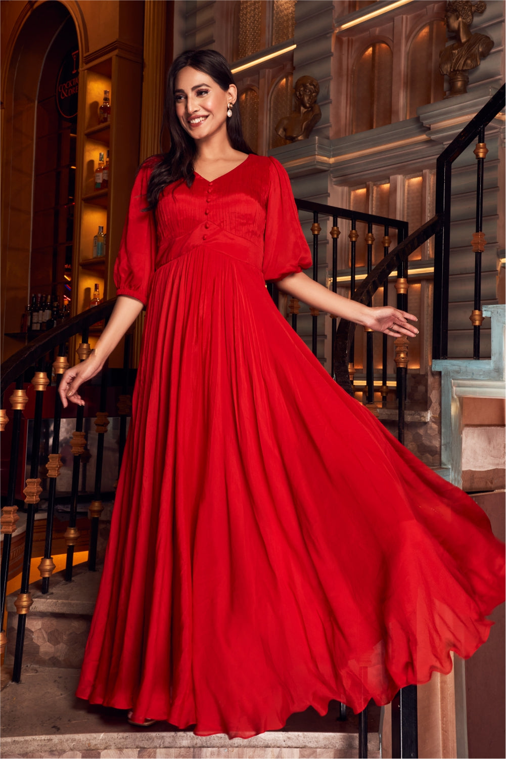 Red Flared Gown