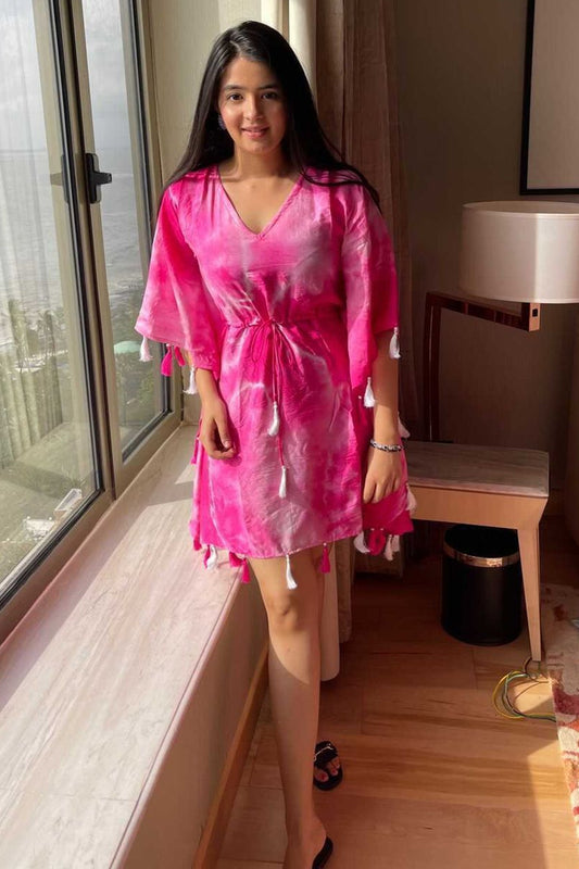 Manika Narang In Hot Pink Kaftan Dress (7071338332338)