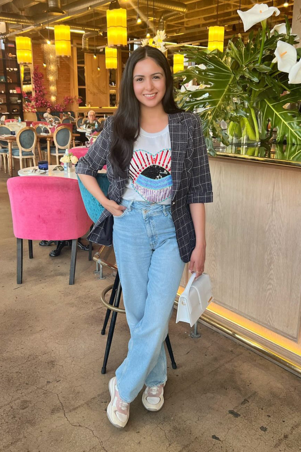 Samriddhi Dhillon In The evil eye heart T-shirt
