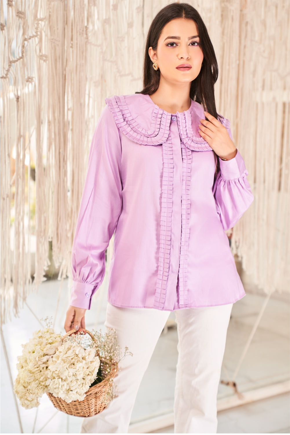 Lilac Pleated Shirt