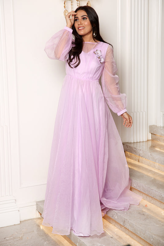 House Party Lilac Flared Gown (6752229392562)