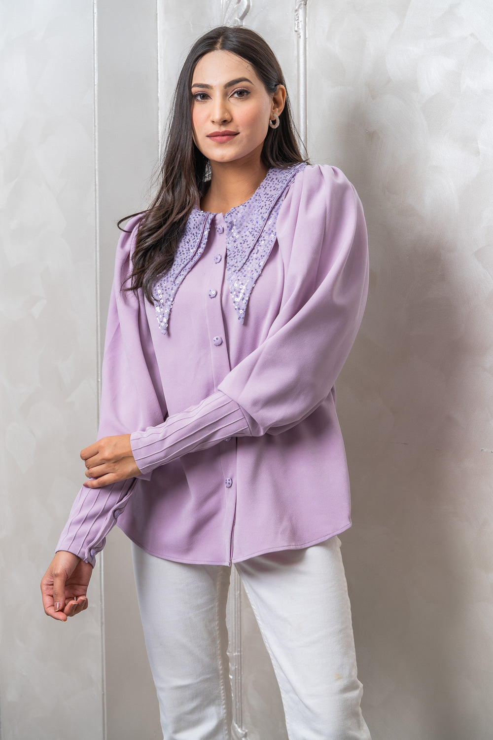 Lavender Pintuck Shirt