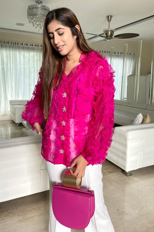 Pink Organza Star Shirt (6756423368882)