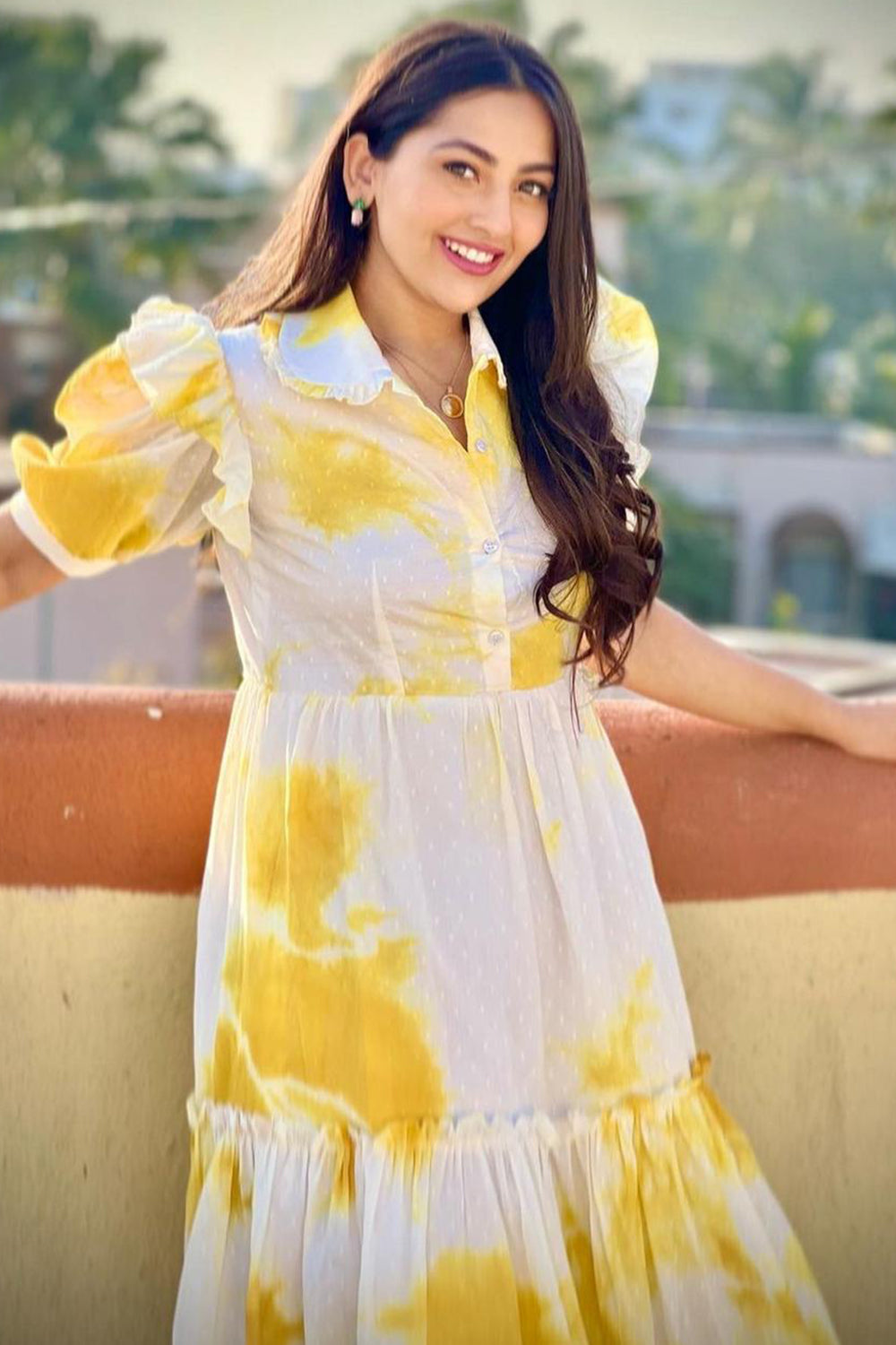 Anagha Bhosale In Saffron Tie Dye Cotton Dress (7540319781118)