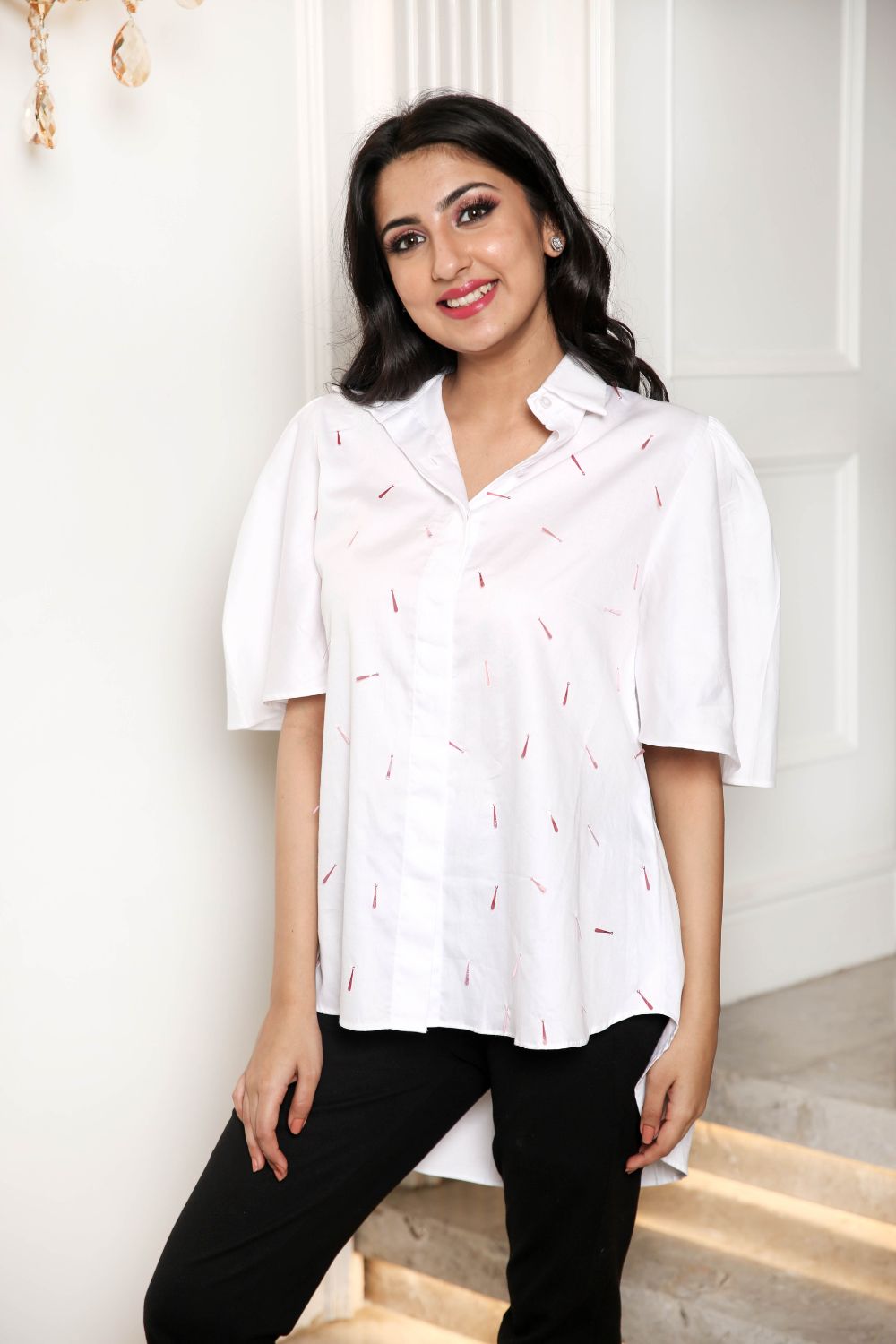 House party White Cotton Tassel Shirt (6803925139634)