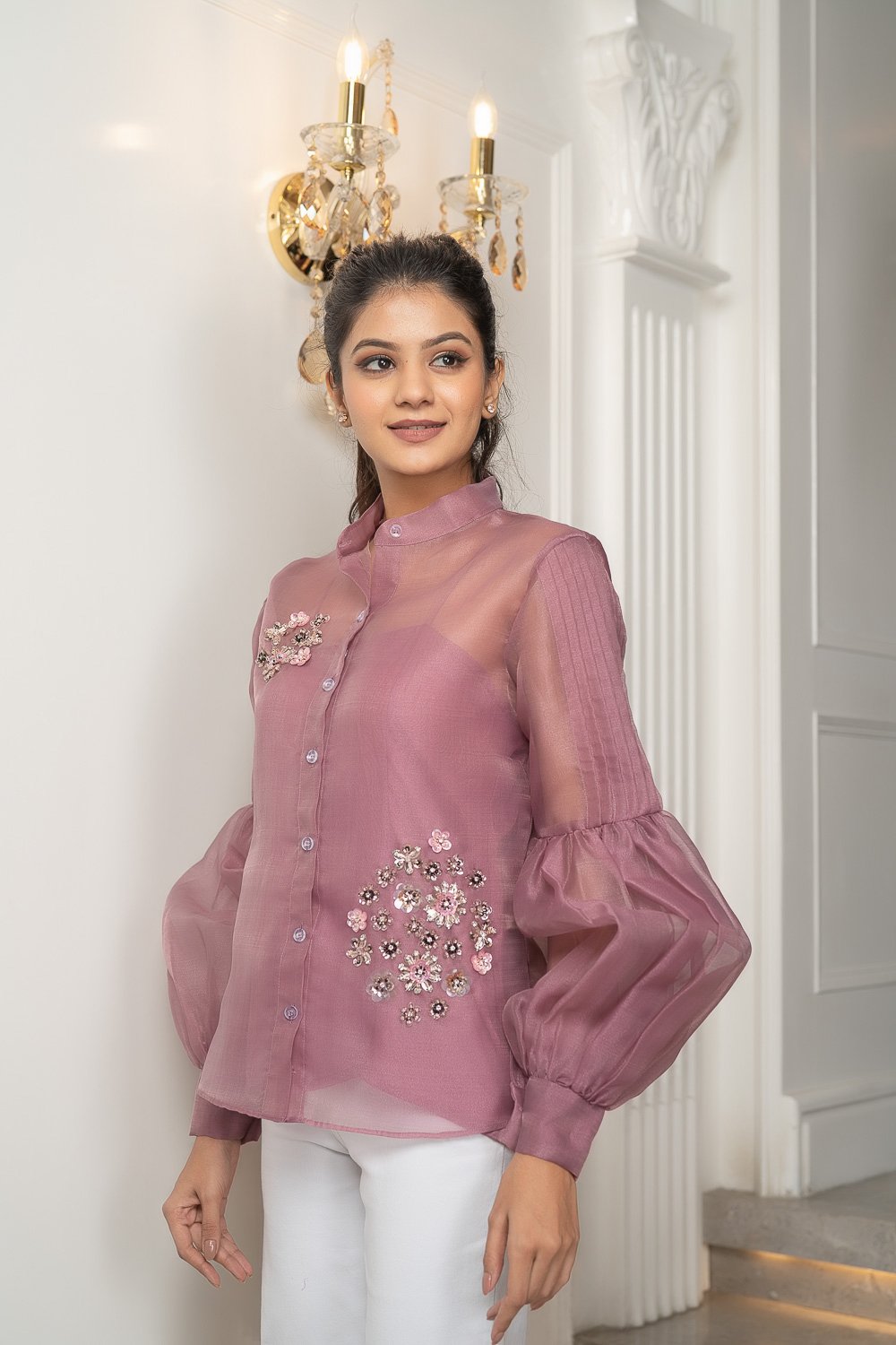 Mauve Embellished Shirt (6942759714994)