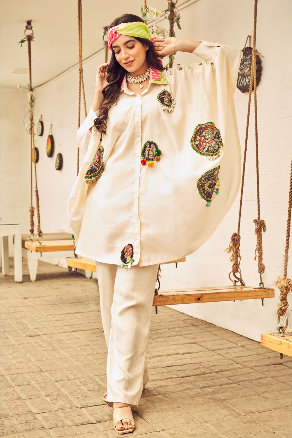 Boho Oversized Shells  And Coin Shirt