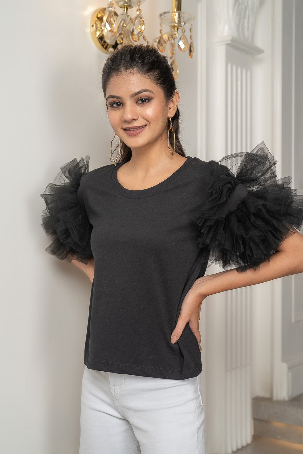 Black Tulle Tshirt (6942173790386)