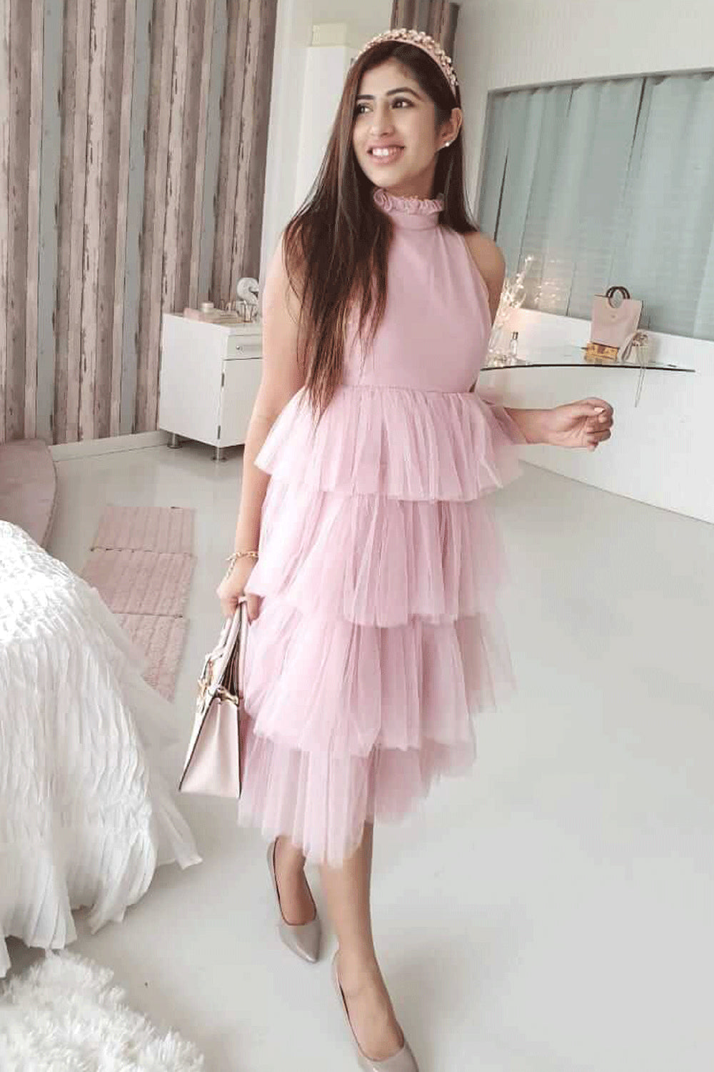 Pink layered Tulle Dress (6752218316978)