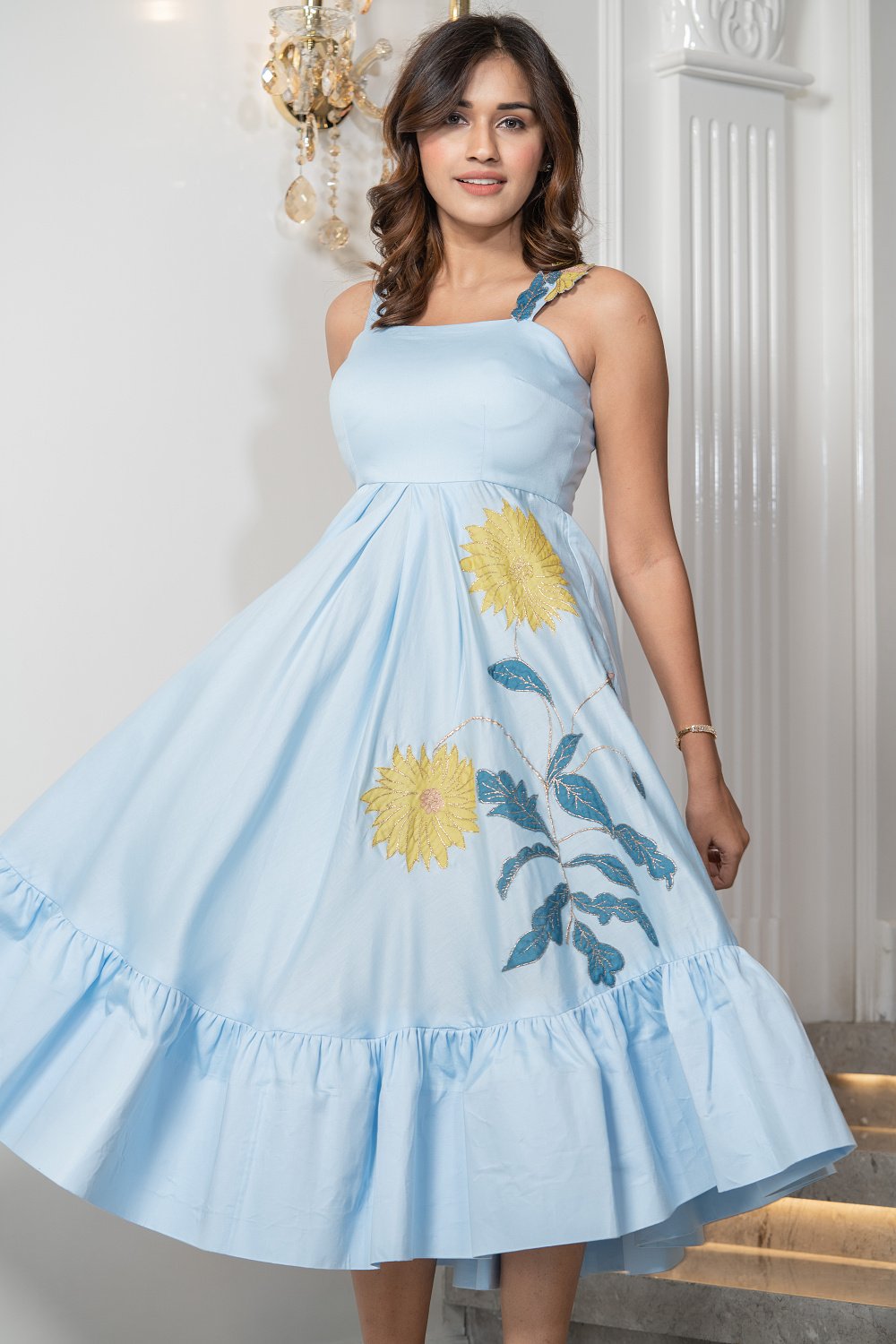 Floral Patch Extravagant Midi Dress (6830404239538)