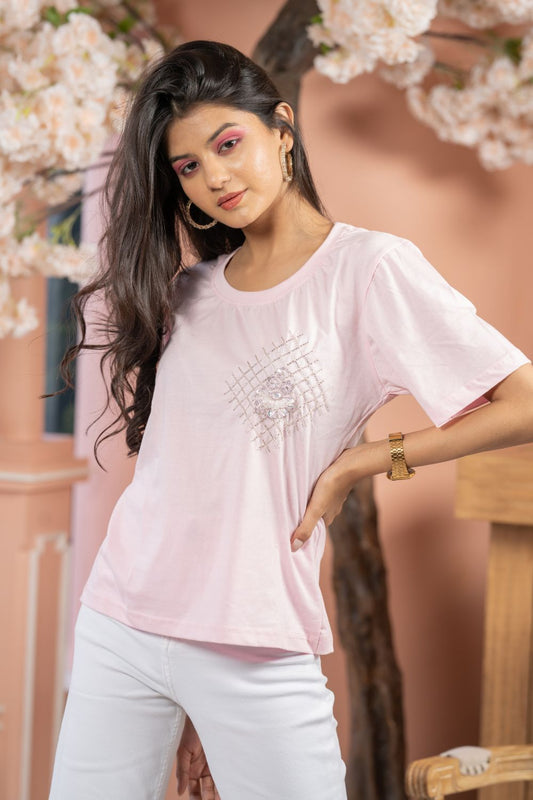 Floral Patch  Pink T-Shirt (6752227492018)