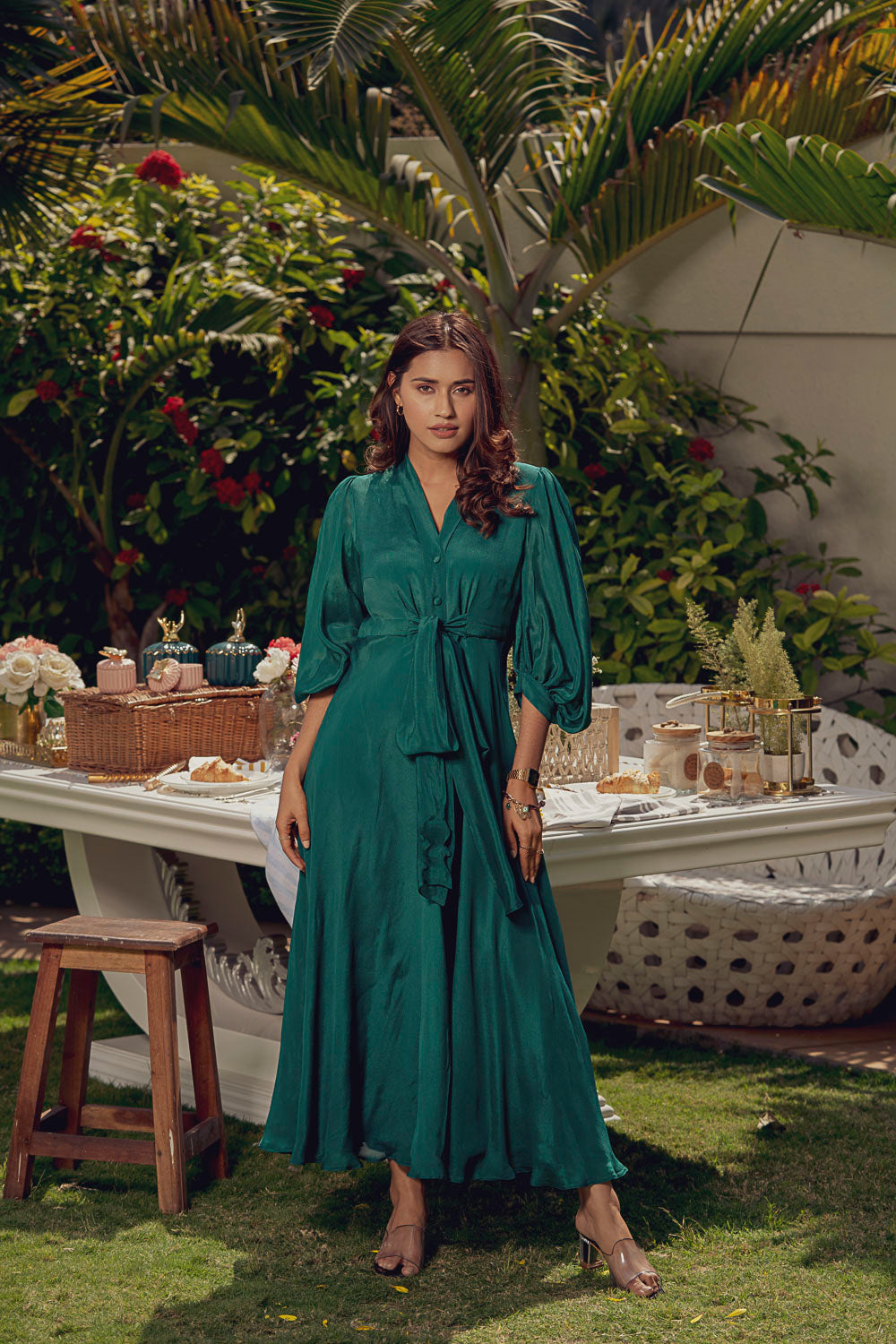 Emerald Green Chiffon Slay Dress – LabelSwish
