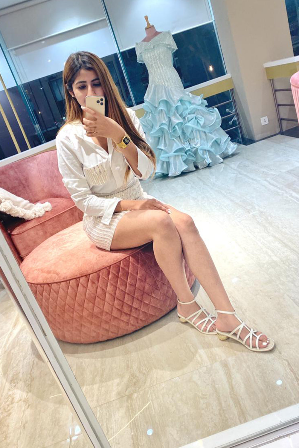 White Embellished Skirt and Shirt Coord (6758192447666)