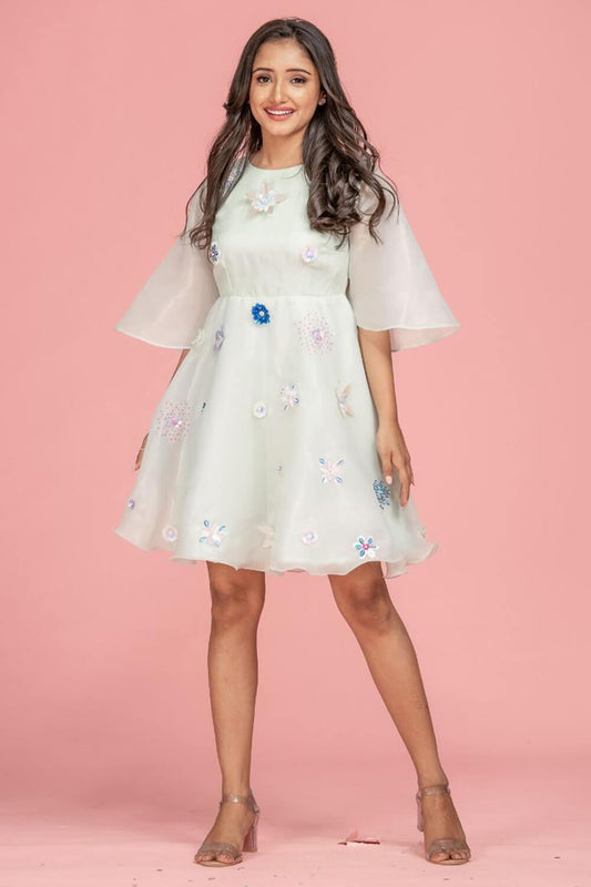 Mint Shimmer Mini Dress (6752232210610)