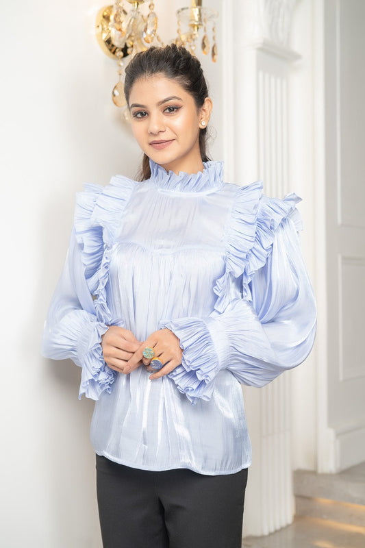Powder Blue Ruffle Top (6942438162610)