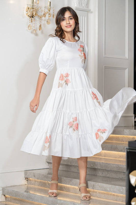 Patch White Layered Dress (6830421967026)