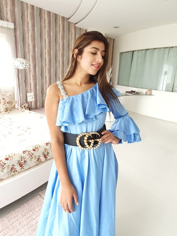 Powder Blue One -Shoulder Gown (6752217301170)