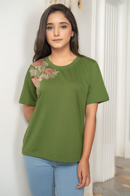 Green Floral Tshirt (6942279336114)